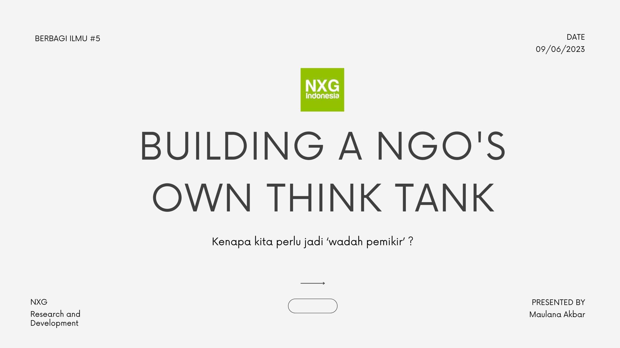Building a NGO`s own think Tank